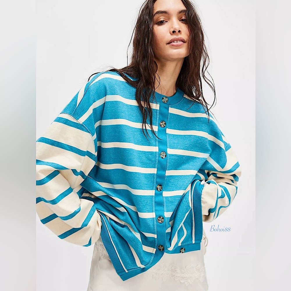 NEW Free People Classic Striped Cardigan